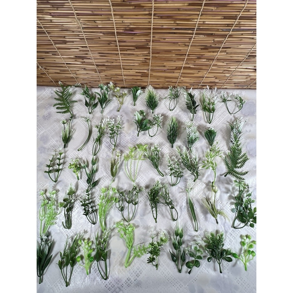 Plastic Fak Plant Plastic 50 Count Green White Aquarium Decor Bulk Washable Safe